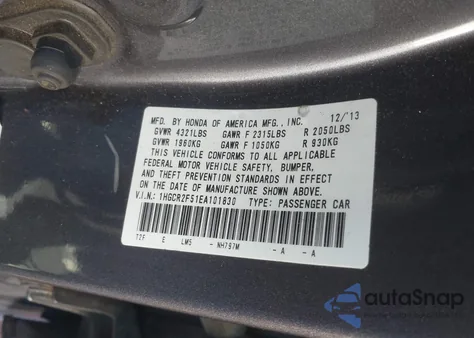 2014 Honda Accord Sport из США, поврежденный, VIN 1HGCR2F51EA101830